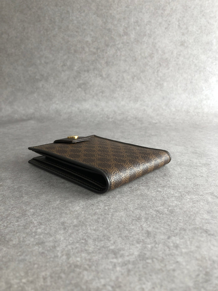 CELINE Macadam Folded Wallet Brown Vintage a4ijew
