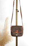 CELINE Macadam Horse Bit Shoulder bag Brown Vintage ejz44f