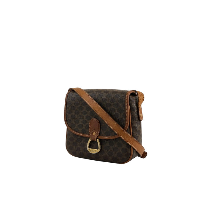 CELINE Macadam Horse Bit Shoulder bag Brown Vintage ejz44f