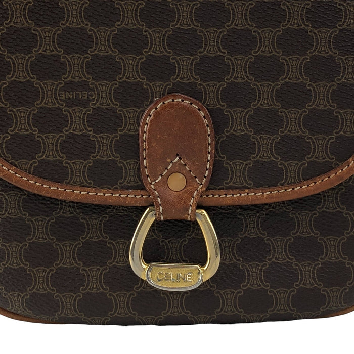 CELINE Macadam Horse Bit Shoulder bag Brown Vintage ejz44f