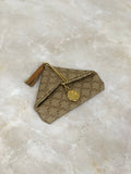 CELINE Macadam Horse Carriage triangle Tassel Coin Purse Beige Vintage bsmff5