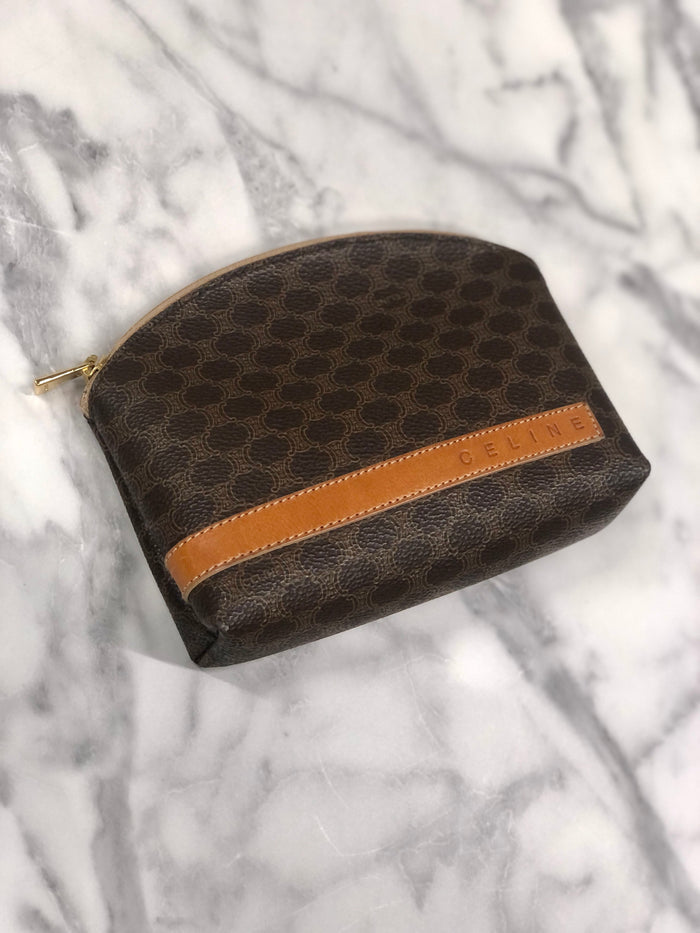 CELINE Macadam Logo Pouch Brown Vintage Old CELINE wsa2z5