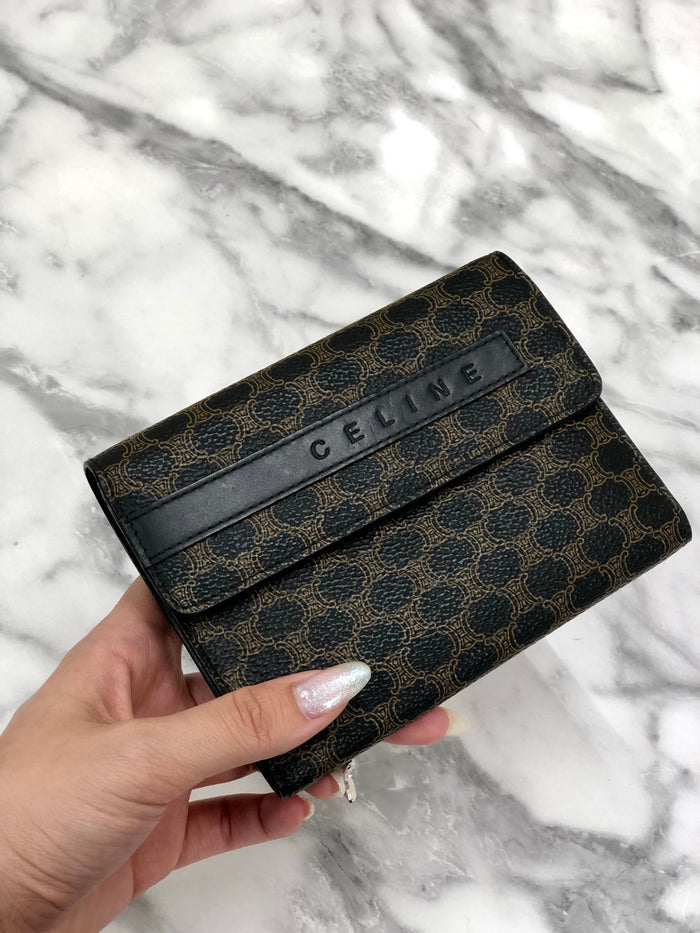 CELINE Macadam Logo Wallet Black Vintage Old Celine icxdzdi