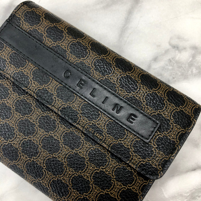 CELINE Macadam Logo Wallet Black Vintage Old Celine icxdzdi