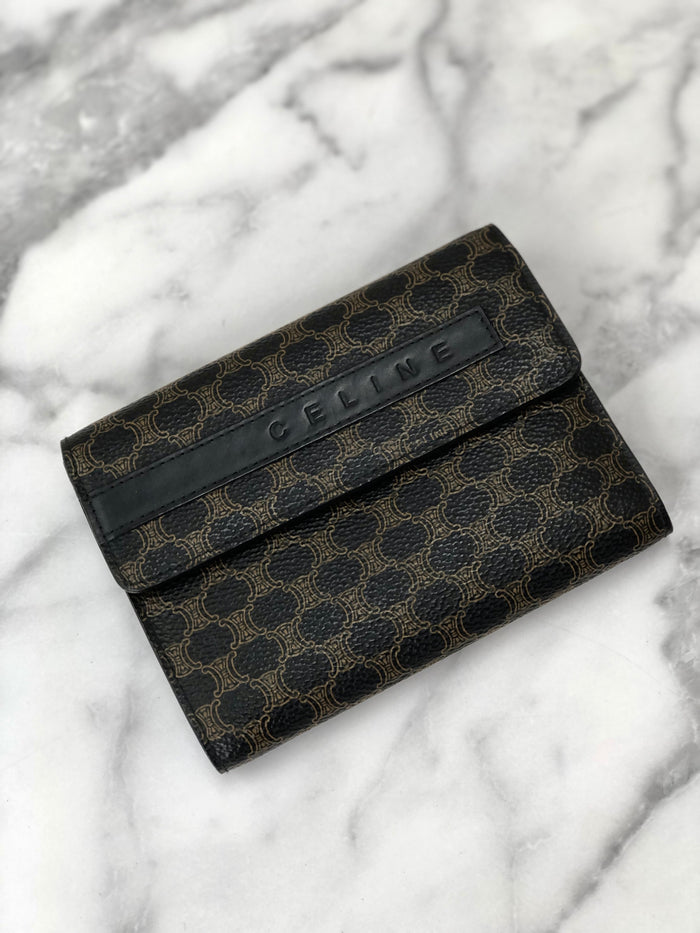 CELINE Macadam Logo Wallet Black Vintage Old Celine icxdzdi