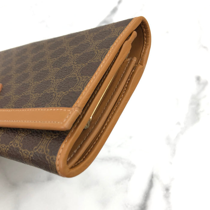 CELINE Macadam Triomphe Blason Long Wallet Brown 5x8ewe