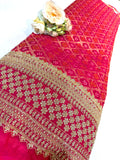 Magenta Georgette Bandhej Jacquard With Handwork Daaman Embroidery 45 inch width