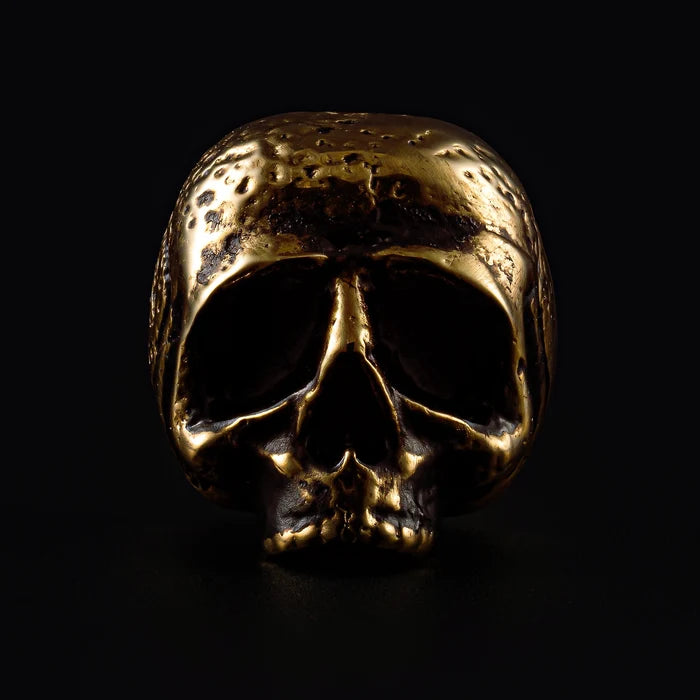 Gold momento mori skull pendant for men