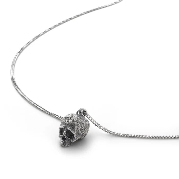 Silver momento mori skull pendant for men