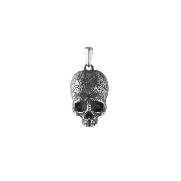 Silver momento mori skull pendant for men