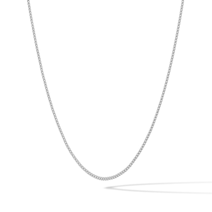 Silver chain necklace on a white background