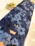 Navy Blue Imported Crape Cutwork With Handwork Embroidery 50 inch width