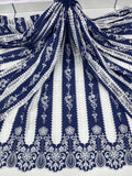 Navy Blue Rayon Cotten Cutwork Embroidery Daaman Design 48 inch width