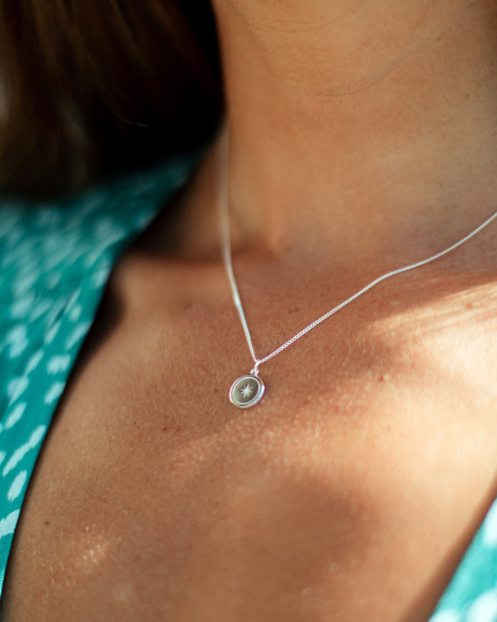 Womens Sterling Silver North Star Pendant