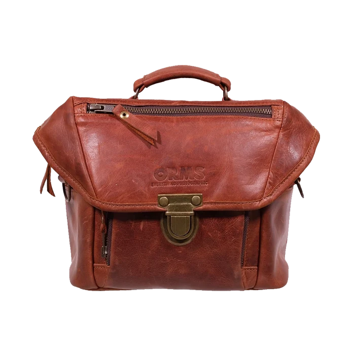 Orms Leather Camera Shoulder Bag (Saddle Brown, Small)