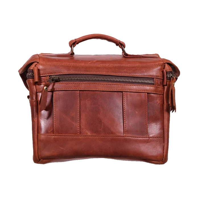 Orms Leather Camera Shoulder Bag (Saddle Brown, Small)