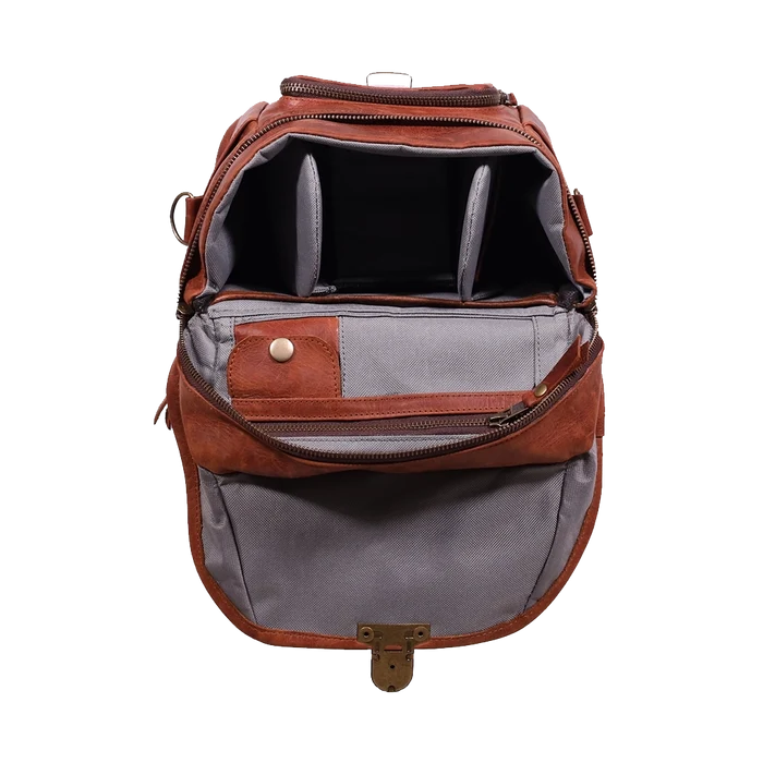 Orms Leather Camera Shoulder Bag (Saddle Brown, Small)