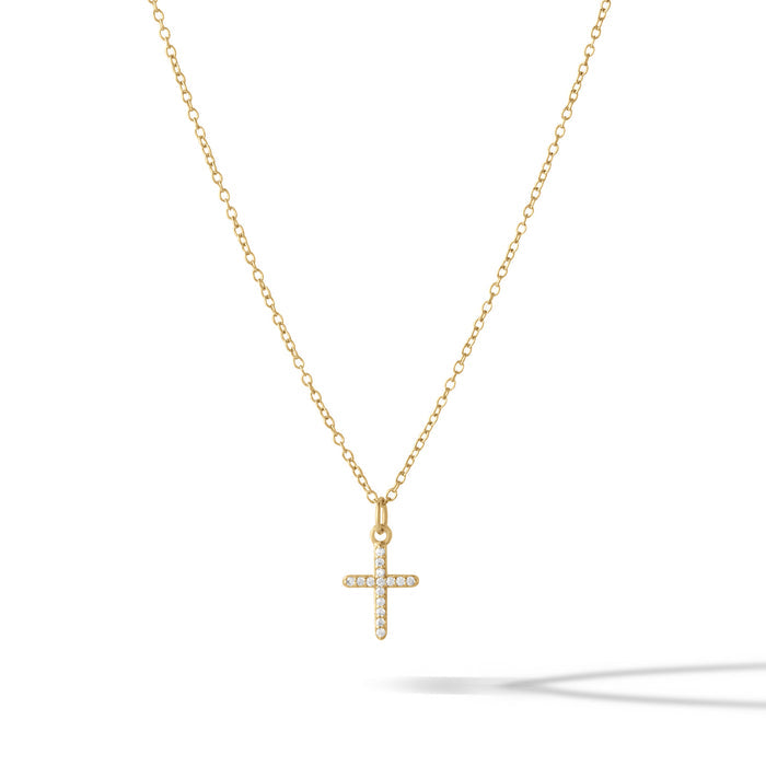 Pavé Cross Necklace - Gold