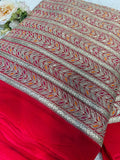 Red Georgette Stripe Embroidery 44 inch width