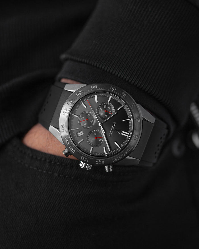 Rogue Black Silicone Strap Gunmetal Watch Face Gunmetal Case Clasp White and Red Accents
