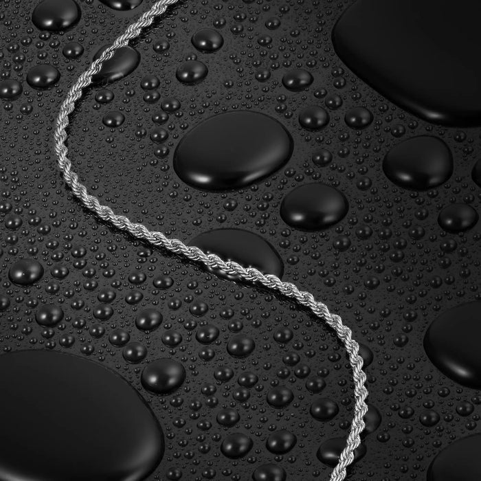 Rope Chain Necklace, 2.5MM - Silver