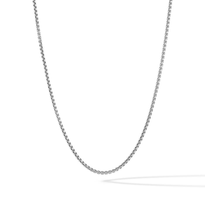 Round Box Chain Necklace, 2MM - Silver