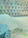 Sea Green  Imported Crape Cutwork With Handwork 50 inch width