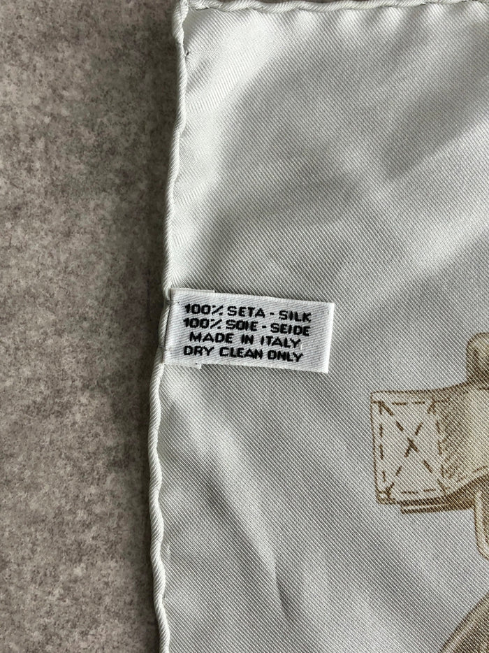 CELINE Silk Scarf Gray×White Vintage n5252j