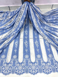 Sky Blue Rayon Cotten Cutwork Embroidery Daaman Design 48 inch width
