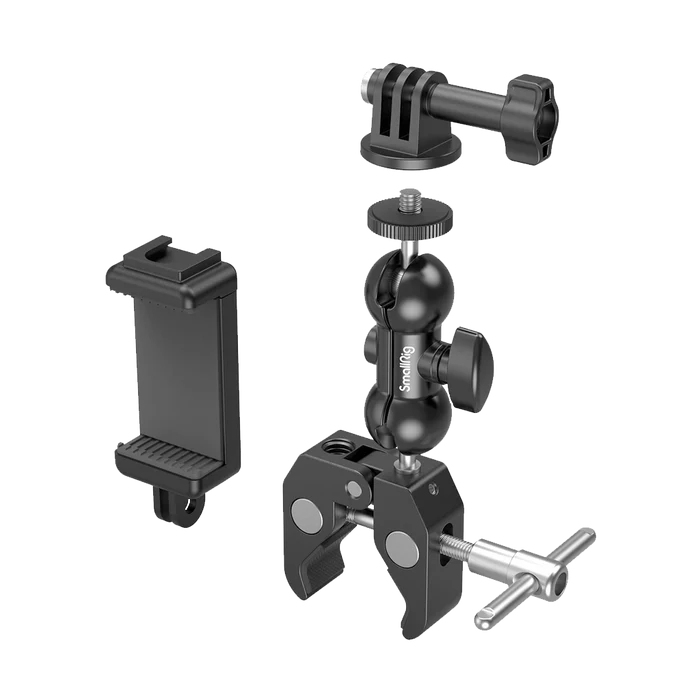SmallRig Crab-Shaped Super Clamp with Ball Head Magic Arm, Action Mount and Phone Holder Kit