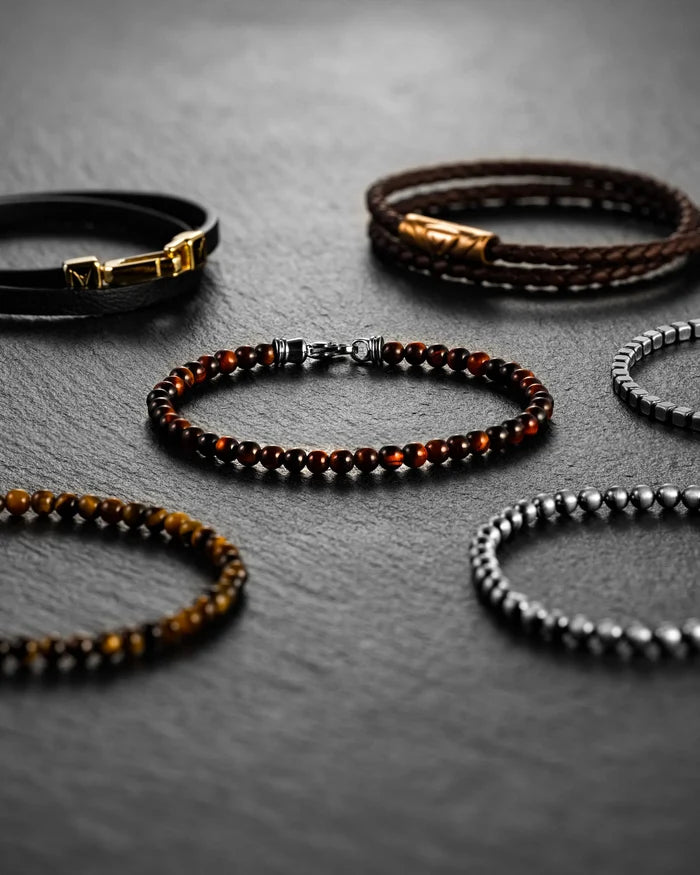 red tigers eye 4mm bracelet for men