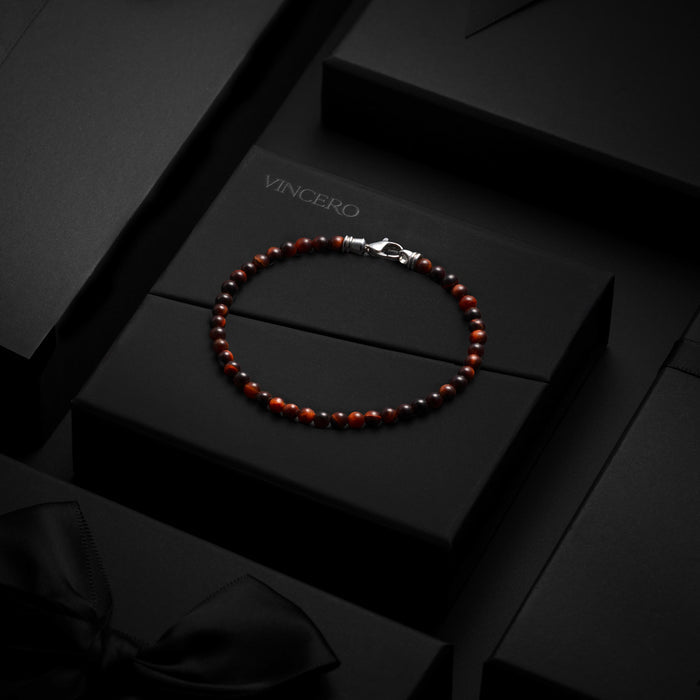 red tigers eye 4mm bracelet for men