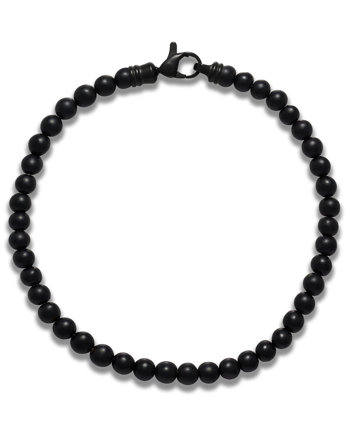 Men's Luxury Black Beaded Bracelet with a Black Lobster Claw