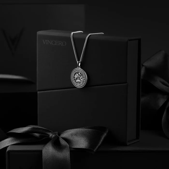St Christopher Pendant For men on black