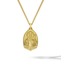 Gold necklace with a pendant on a white background