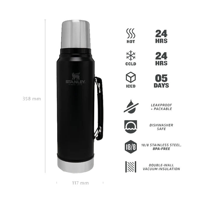 Stanley The Legendary Classic Bottle 1.0L (Matte Black Pebble)