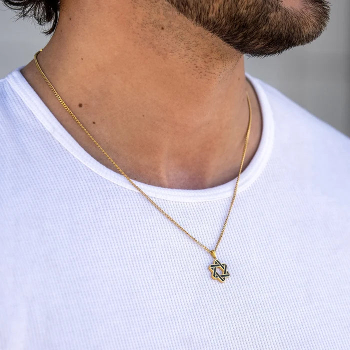 Gold chain necklace with a Star of David pendant