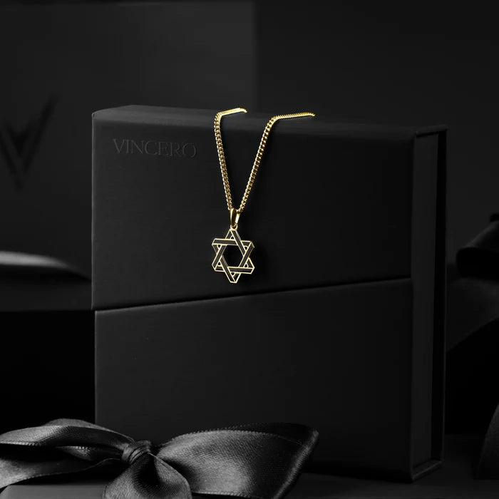 Gold chain necklace with a Star of David pendant
