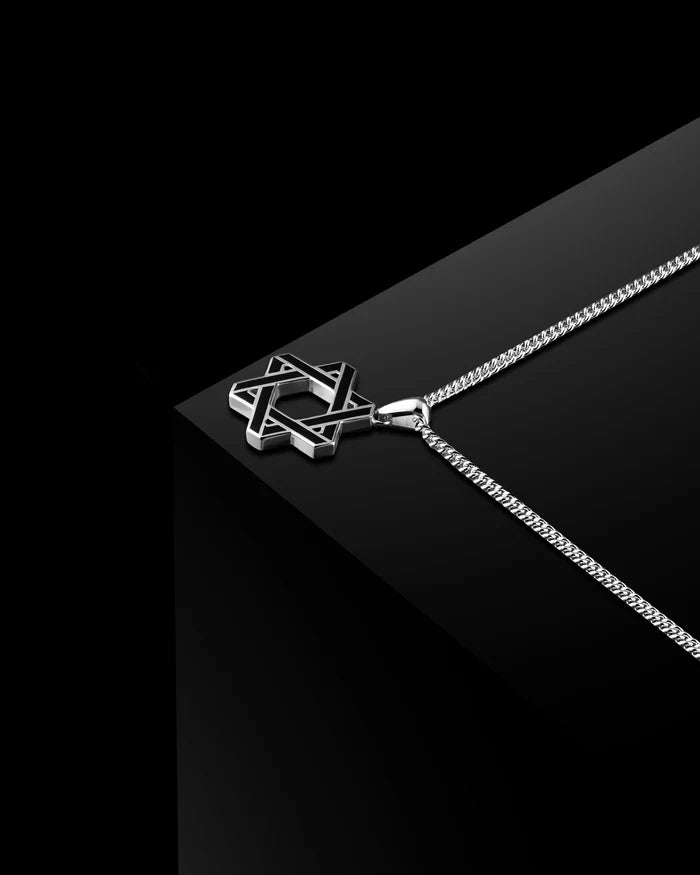 Silver Star of David Pendant For Men