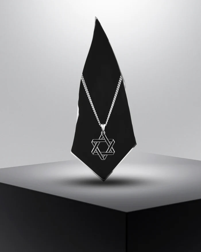 Silver Star of David Pendant For Men