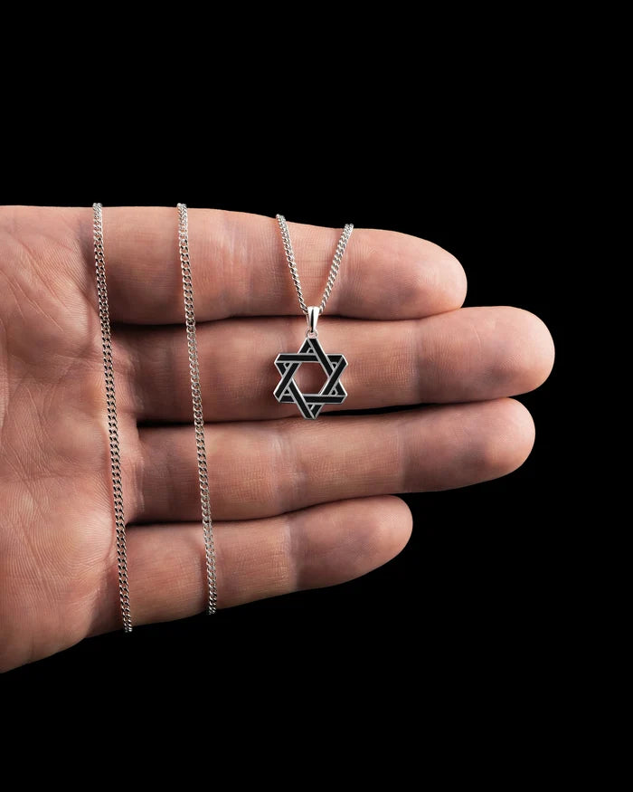 Silver Star of David Pendant For Men