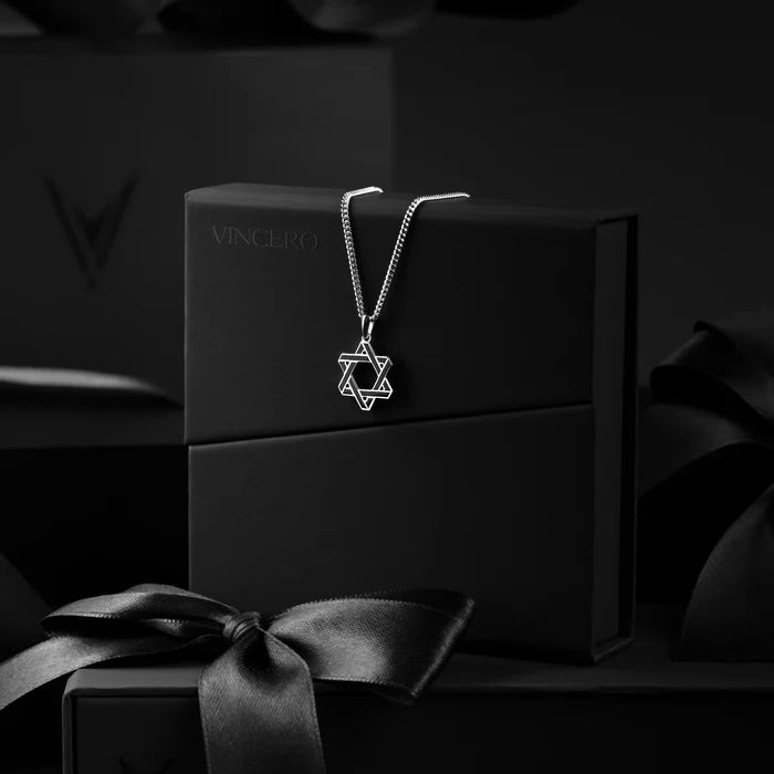 Silver Star of David Pendant For Men