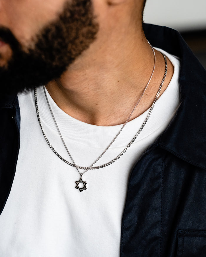 Silver Star of David Pendant For Men