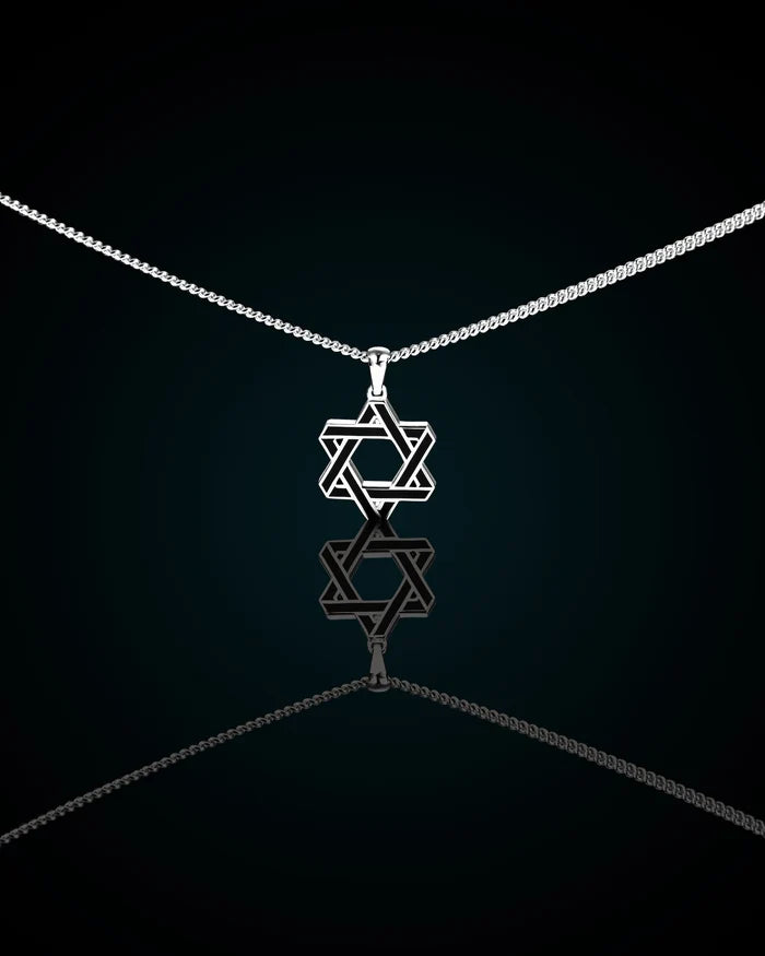 Silver Star of David Pendant For Men