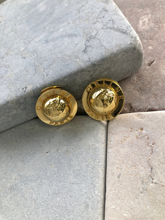 CELINE Starball Earrings Gold Vintage 7kskpw