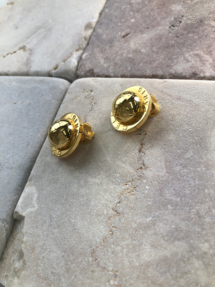 CELINE Starball Earrings Gold Vintage 7kskpw