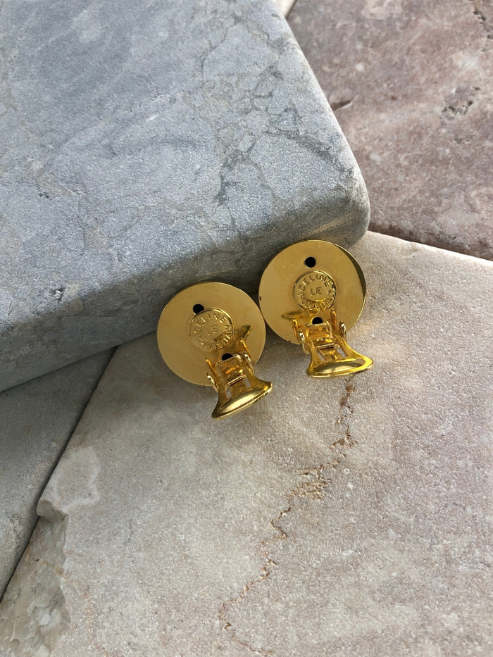 CELINE Starball Earrings Gold Vintage 7kskpw