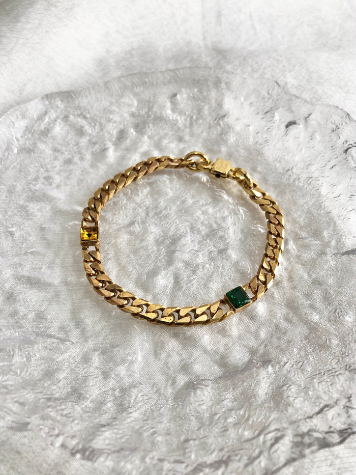 CELINE Stone Bracelet Gold Vintage uwc5j4