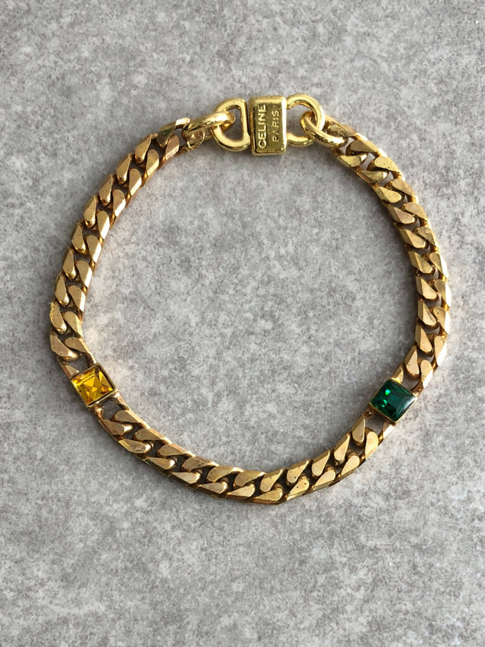 CELINE Stone Bracelet Gold Vintage uwc5j4