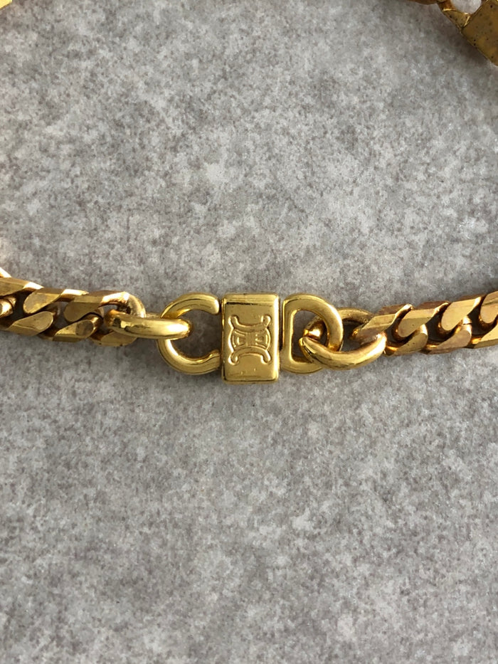 CELINE Stone Bracelet Gold Vintage uwc5j4